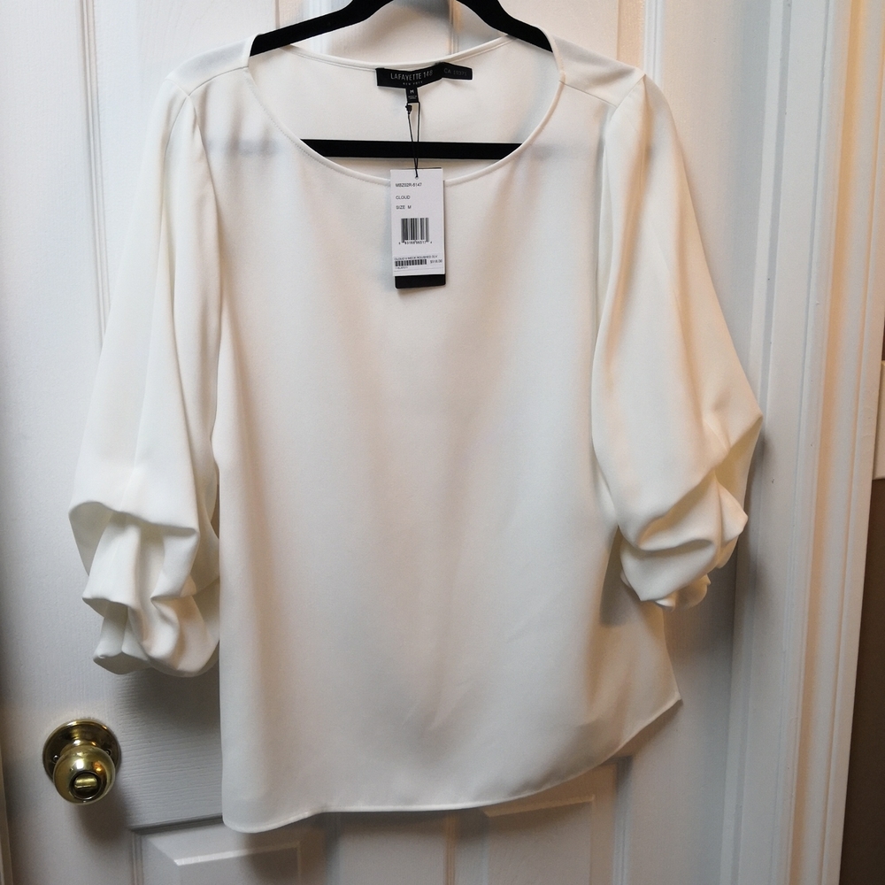 Lafayette 148 New York Cream Blouse, sz M-L